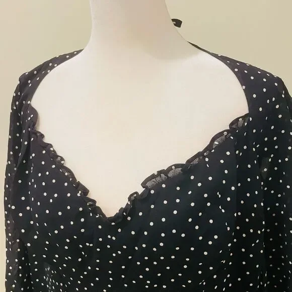 REFORMATION $278 heart shape ruffle Polka Dot Print Long Dress 14 - Picture 4 of 8